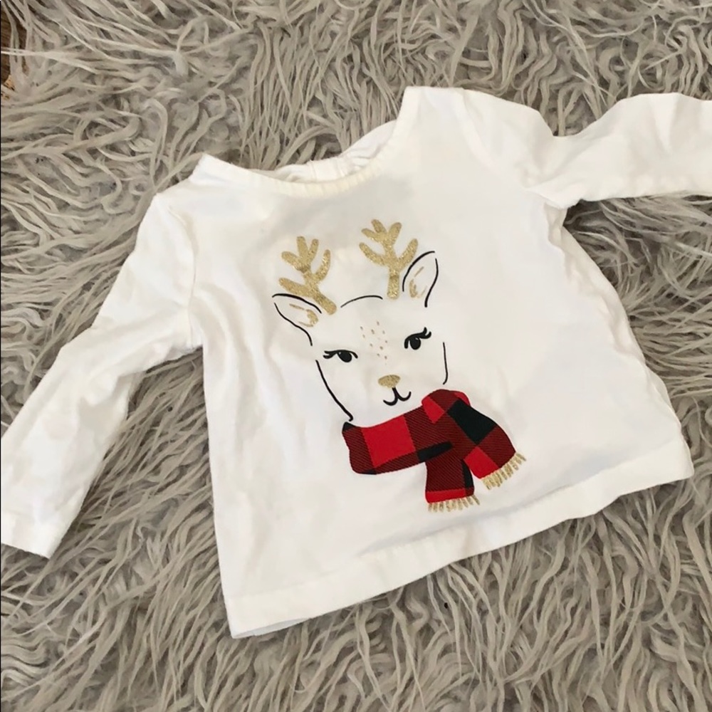 6M white reindeer t-shirt